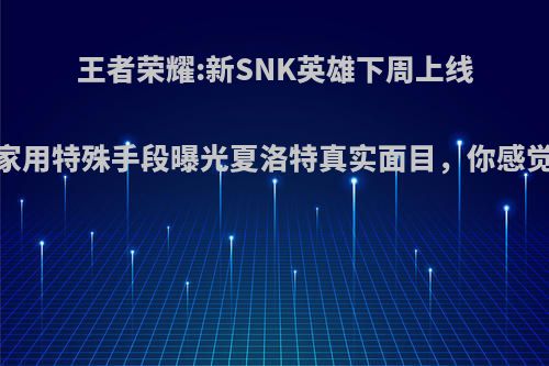 王者荣耀:新SNK英雄下周上线，玩家用特殊手段曝光夏洛特真实面目，你感觉如何?