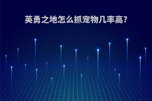 英勇之地怎么抓宠物几率高?