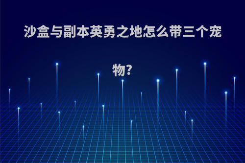 沙盒与副本英勇之地怎么带三个宠物?