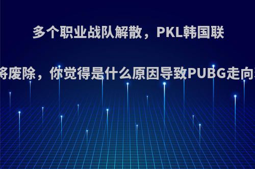 多个职业战队解散，PKL韩国联赛或将废除，你觉得是什么原因导致PUBG走向衰落?